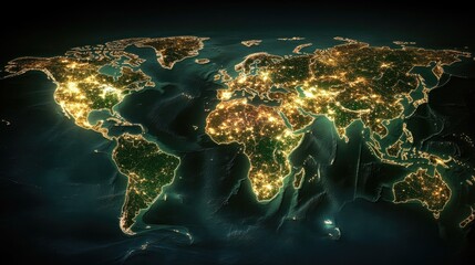 Poster - AI-powered global payments, glowing futuristic digital nodes connecting financial hubs.