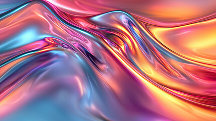 Wall Mural - Colorful abstract background with smooth surface and iridescent metallic gradient featuring a pearlescent glow Background