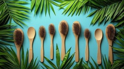 Poster - A beautiful collection of artisan bamboo brushes arranged neatly in a group display