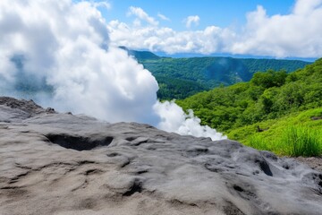 Wall Mural - Steaming Lava and Volcanic Ash Cloud