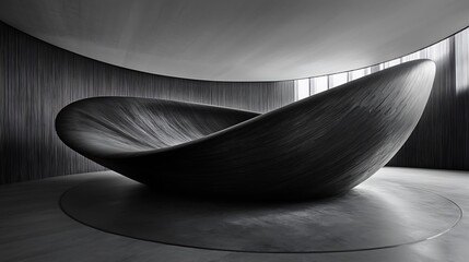 Poster - Modern wooden sculpture in minimalist interior
