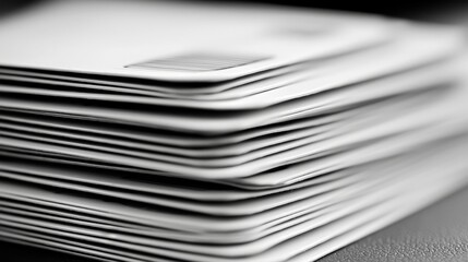Poster - Stack of various papers and documents resting on a table surface in an organized manner
