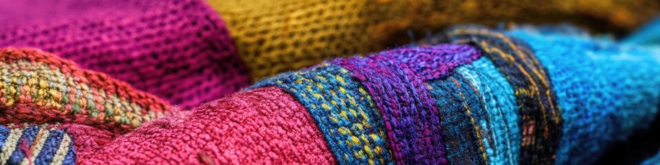Poster - A vibrant, colorful scarf with intricate patterns and texture, perfect for fashion or textile designs