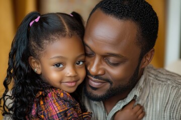 Poster - A father or caregiver holding a young child in his arms, with a loving expression