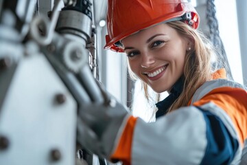 Poster - Woman in safety gear on construction site
