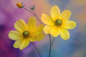 Aufkleber - A pair of bright yellow flowers sit atop a table, awaiting attention