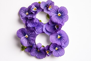Poster - A creative number 8 design made out of purple flowers