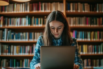 Poster - A person sitting in front of a laptop, focusing on the screen