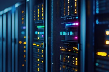 Poster - Row of servers in a data center environment