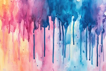 Poster - Watercolor painting of a group of trees with varying sizes and shapes