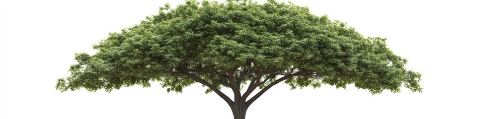 Aufkleber - A tree with vibrant green leaves against a clean white background