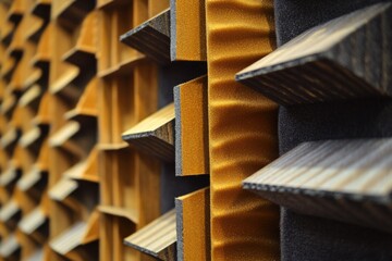 Poster - A close-up view of wooden building materials, suitable for architecture or construction projects