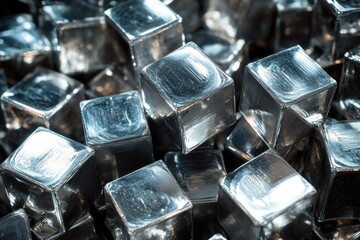 Poster - A pile of shiny metal cubes stacked on top of each other
