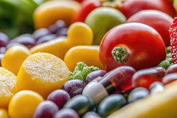 Aufkleber - A colorful mix of fresh fruits and vegetables on display