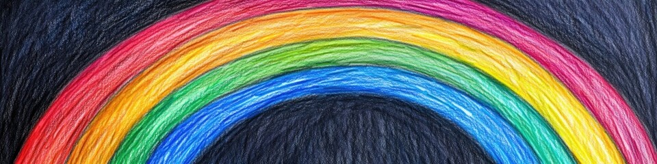 Poster - Colorful rainbow against dark background, simple illustration
