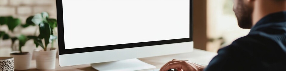 Poster - A person sitting at a desk with a computer and likely working or studying