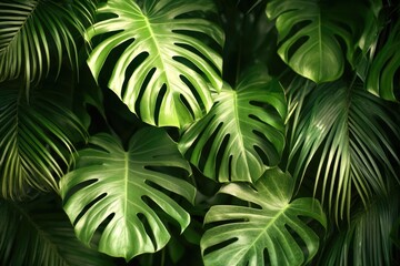 Aufkleber - A detailed shot of a cluster of green leaves