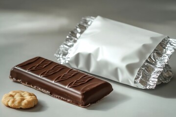 Wall Mural - A chocolate bar and a cookie sit on a table, ready for snacking