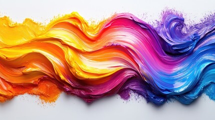 Wall Mural - Vibrant abstract paint wave showcasing colorful brush strokes blending harmoniously on canvas