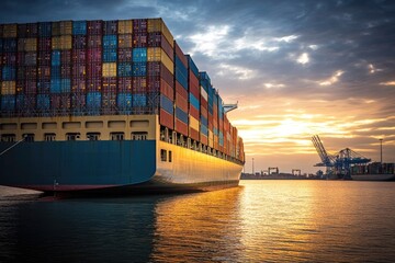 Poster - A large container ship sailing on the open waters