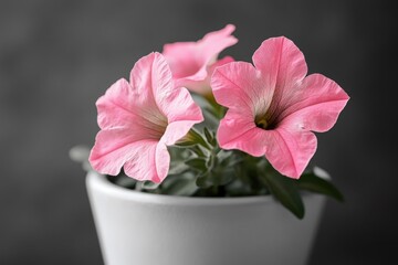 Poster - A delicate white vase filled with fresh pink flowers