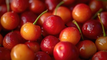 Poster - A close-up shot of a bunch of ripe cherries, perfect for food photography or illustration