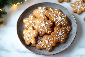 Poster - Freshly baked ginger cookies on a wooden table, perfect for a snack or dessert