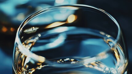 Poster - A close-up view of a glass of wine on a table, perfect for use in food and beverage photography, advertising, or social media