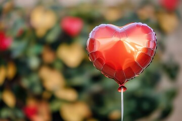 Poster - A red heart-shaped balloon in the shape of a heart, perfect for romantic gestures or as a decoration
