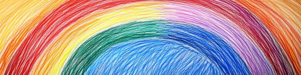 Poster - A vibrant rainbow colored wave with white foamy edges and blue water in the background