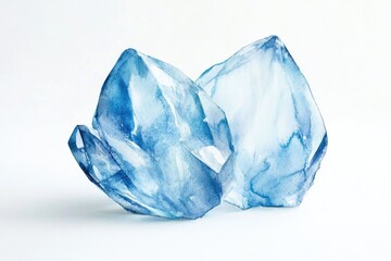 Poster - Two pieces of ice sit on a clean white surface, great for winter or cold-related concepts