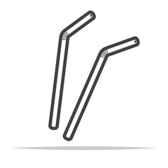 Wall Mural - bent plastic straw icon transparent vector isolated