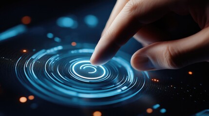 Poster - A person touches the spiral design on their tablet device