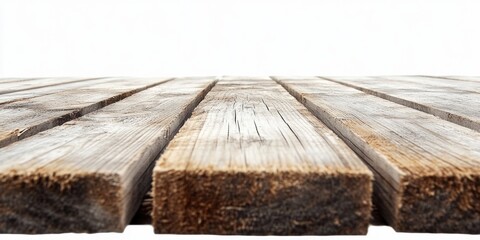 Poster - A close-up shot of a wooden table against a plain white backdrop