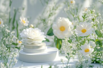 Poster - A single piece of white cake sitting on a white plate, perfect for food photography or commercial use