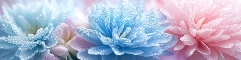 Poster - Fresh flowers with dew drops, great for nature or beauty concepts