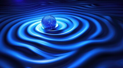Aufkleber - Rippling blue sphere creates waves abstract digital art studio environment aesthetic viewpoint conceptual depth