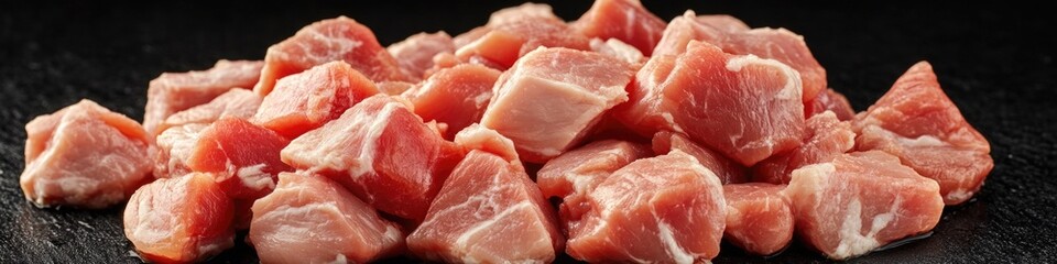 Poster - Freshly cut meat sits on a table, suitable for food styling or conceptual images