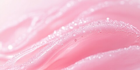 Sticker - A detailed view of a pink flower with tiny water droplets glistening on its surface