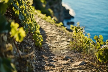 Poster - A dirt path running alongside a body of water, great for outdoor or nature-themed projects
