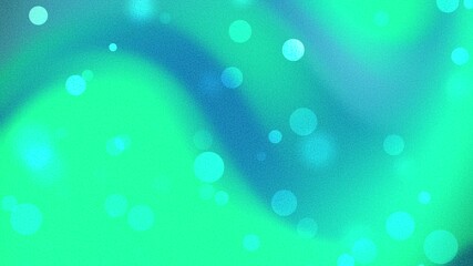Green blue gradient bokeh background,  with light and particles with swirling patterns