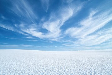 Poster - A serene winter scene with a vast, snowy field and a clear blue sky