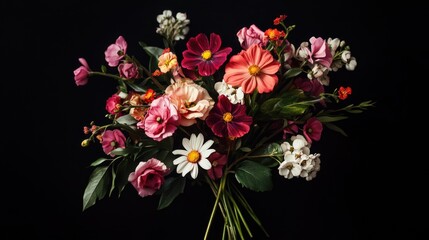 Aufkleber - A bouquet of fresh flowers on a dark, contrasting background