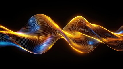 Aufkleber - Dynamic wave patterns illustrating energy flow digital abstract art dark background visual conceptualization