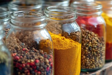 Poster - A collection of spice jars filled with different types of spices