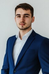 Poster - A man wearing a blue suit and white shirt, ideal for corporate or formal occasions
