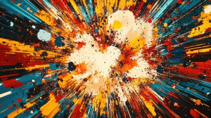 Poster - Colorful paint splatters on a dark background