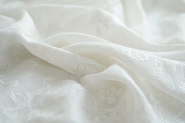 Canvas Print - A close-up view of a bed featuring a white comforter