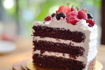 Poster - A single serving of delicious cake on a plate, perfect for a special treat or dessert