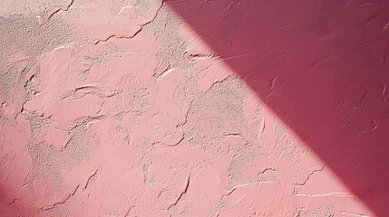 Canvas Print - Pink textured wall, sunlit corner, shadow, interior design background